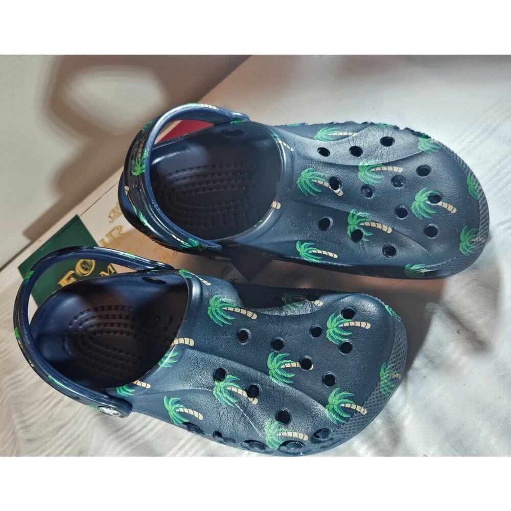 Crocs Baya Clog Unisex Navy Tropical Palm Tree Wsz8 Msz6